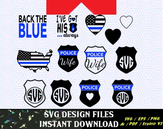 Download Back the Blue Police Badges SVG Vinyl Cutting Decal for Mugs