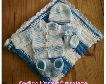 Hand Crocheted Newborn Baby Set