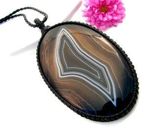 Sardonyx Necklace / Sardonyx jewelry / Classic jewelry / Minimalist necklace / Classic colors / Healing Stones / Unique / Macrame / New age