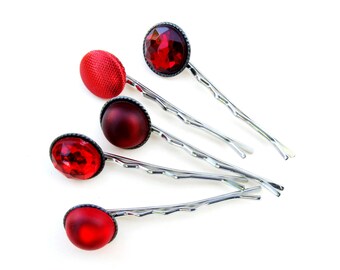 Red Hair Pins, Red Bobby Pins, Valentine's Day gift for Women, Hair Grips, Bobbie Pin