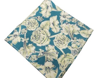 Teal Liberty of London Floral Pocket Square.
