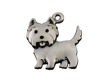 Westie Charm, Westie Jewelry, Silver Plated Westie Dog Charm, Pewter Westie Charm, West Highland Terrier Charm
