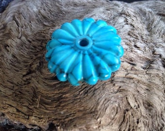 Hand Carved Turquoise Bead.