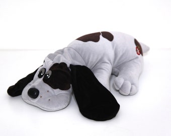Vintage 80s pound puppy gray large plush stuffed animal brown spots