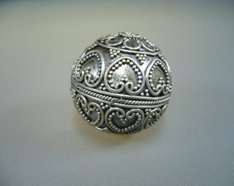 Oxidized Sterling Silver Bali Granulated Bead 22mm