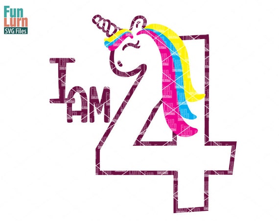 Unicorn Birthday svg fourth Birthday I am Four Four svg 4