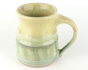 Stoneware Mug - 12 oz. - Coffee Cup - Ceramic Mug - Coffee mug- Pottery mug - Soft Yellow / Pale Green / Handmade wheel thrown pottery