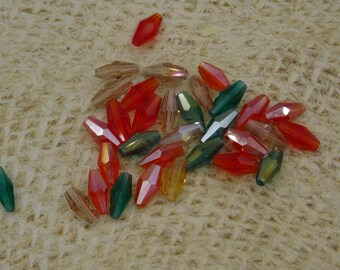 20 Czech glass beads faceted elongated 8x4mm