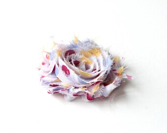 Frayed fabric with big polka dots flower / FE009