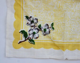 Vintage 50s Barkcloth Napkin/Hankie/Handkerchief/Doily/Retro/Mid Century/Shabby Chic