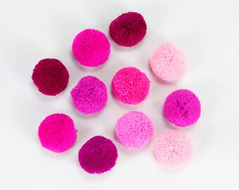 XL Hmong Pom Poms : Handmade Hmong & Lisu Hill Tribe Pom Poms / Hot Pink Pom Poms, Pastel Pink Yarn Pom Poms, Large Pom Poms, Fluffy Pom Pom