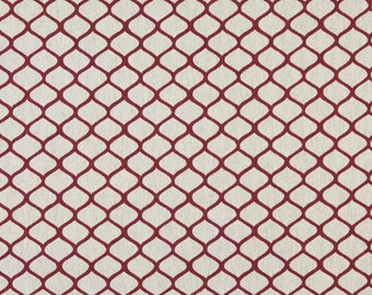 Red And Off White Modern Geometric Designer Quality Upholstery Fabric By The Yard | Pattern # A0005A
