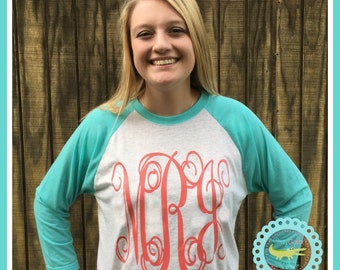 Monogrammed Womens Raglan Shirt, Women Monogrammed Raglan Shirt, Personalized Shirt, Personalized Raglan, Monogrammed Baseball Shirt