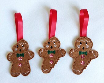 Christmas tree decorations felt, traditional christmas decorations, gingerbread men, gingerbread man tree decoration, felt christmas
