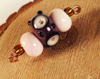 Purple and Pink lampwork bead set