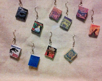 Book earrings, Harry Potter earrings, custom books.