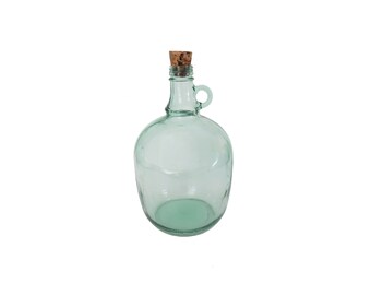Vintage Blue Green Glass Bottle Demijohn