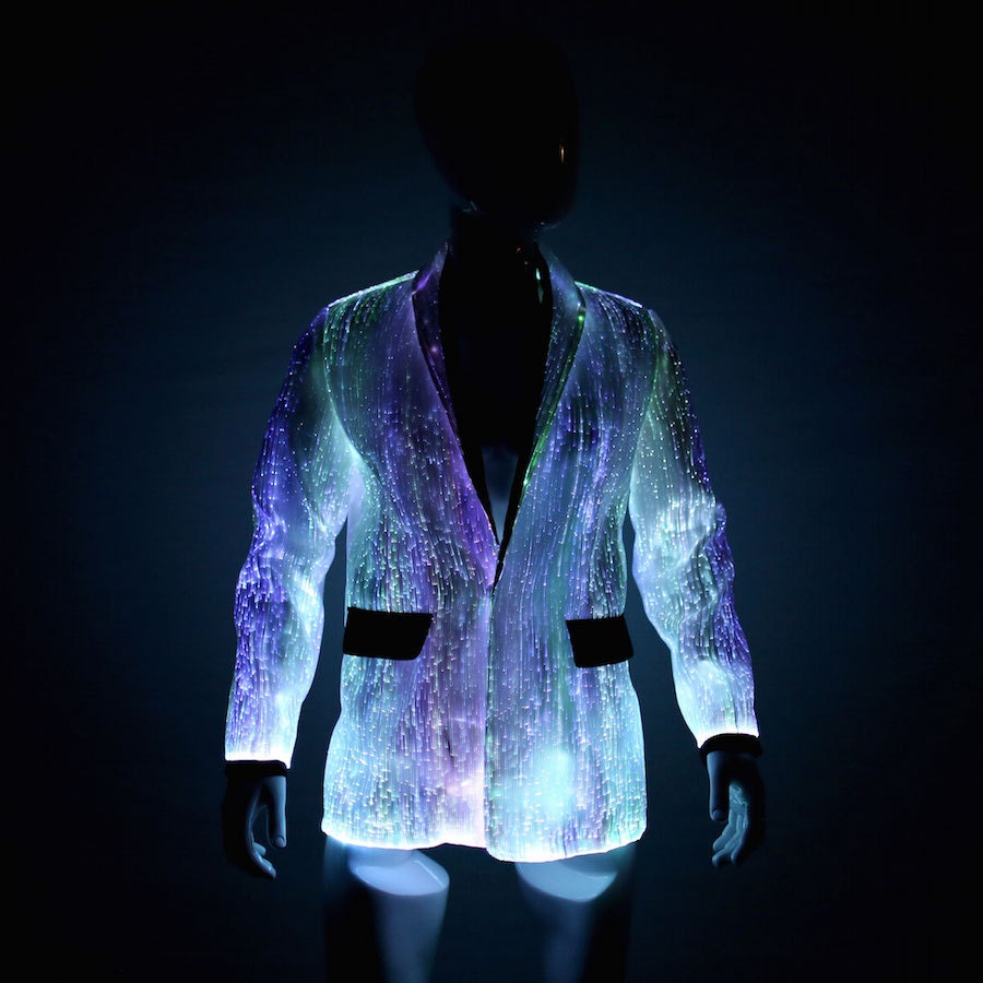 Fiber Optic Clothing LED Light Up Jacket for Men Burning Man