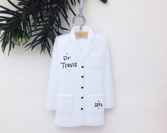 Lab Coat Personalized Christmas Ornament / Doctor Ornament / Scientist / Pharmacist Ornament / Researcher / Stocking Stuffer