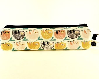 Reusable Straw Bag | Sloth Straw Pouch | Straw Case | Straw Travel Pouch | Straw Holder | Cutlery Bag | Silverware Pouch | Fork Knife Case