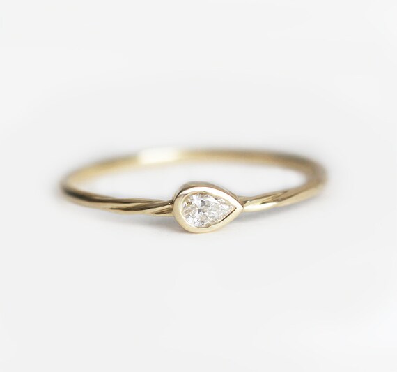 Yellow Gold Diamond Engagement Ring Twisted Diamond Ring