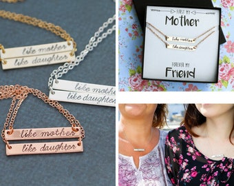Mother Daughter Necklace Set • Gift Mom Daughter Bar Necklace Like Mother Like Daughter Jewelry Set • Mom Bar Necklace Mother
