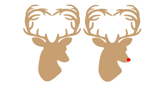 Download Christmas Deer Rudolph Heart Antler SVG or Silhouette Instant