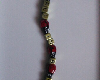 All in a Row Ladybug beaded keychain