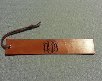 Leather Monogram book mark, personalized bookmark, Leather book mark, initial book mark