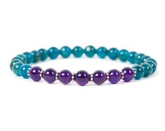 Apatite Bracelet, Amethyst Bracelet, Chakra Healing Bracelet, Gemstone Bracelet, Handmade Jewelry, Gemstone Jewelry, energy, mothers day