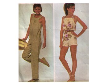 McCall's 7573, 80s sewing pattern, size medium women's jumpsuit pattern, romper pattern, spaghetti straps
