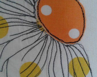 Original Textile Art Daisy Framed Picture