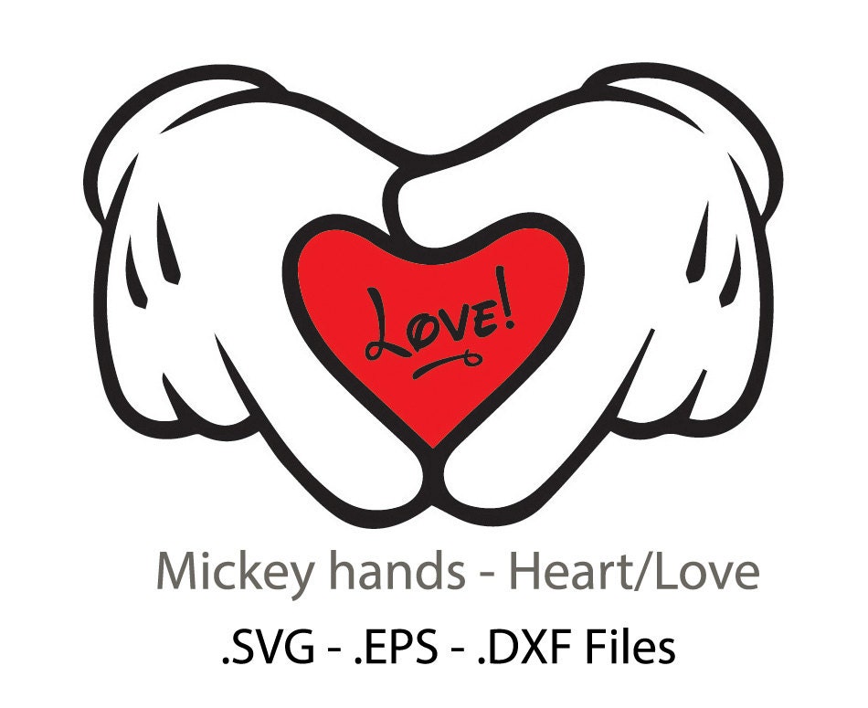 Download Mickey hands/heart design. Vectors cuttable files.