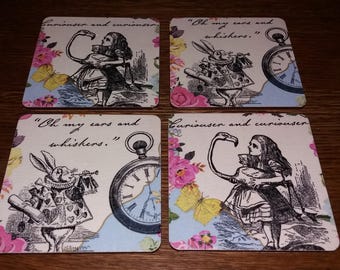 Alice in Wonderland themed coaster set