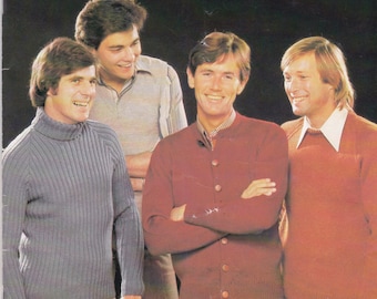 Paton's Classic Series Knitting Pattern for Men No 52 Bluebell, Totem, Jet (Vintage 1970s) Vintage Knitting Pattern