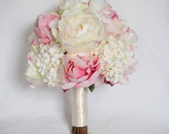 Ivory and Blush Peony and Hydrangea Wedding Bouquet