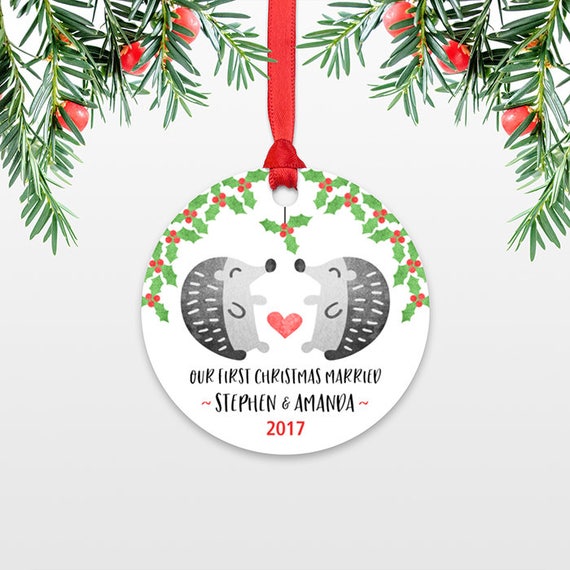 Hedgehog Couple First Christmas Ornament Personalized, Our First Christmas Married, 1st First Christmas Engaged, First Christmas Together
