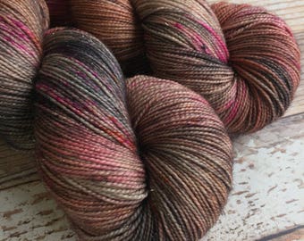 Brillante - Chocolate Cake - Hand Dyed Yarn - 75/20/5 Superwash Merino/Nylon/Stellina