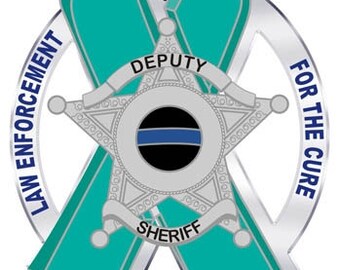2 Inch- Law Enforcement For the Cure Teal Ribbon Sheriff Reflective Decal SKU: D1118-D2