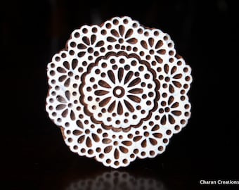 Wood Block Stamp, Tjaps, Indian Wood Stamp, Pottery Stamp, Textile Stamp, Printing Stamp - Round Doily