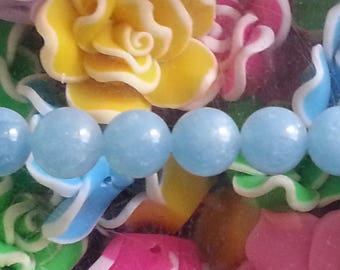 1 Pearl blue sponge quartz 8mm hole 1 mm