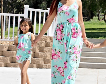 1 ADULT ONLY, floral dress, maxi dress,gender reveal, mommy to be, matching outfits, mommy and me dress, matching dresses, mother daughter