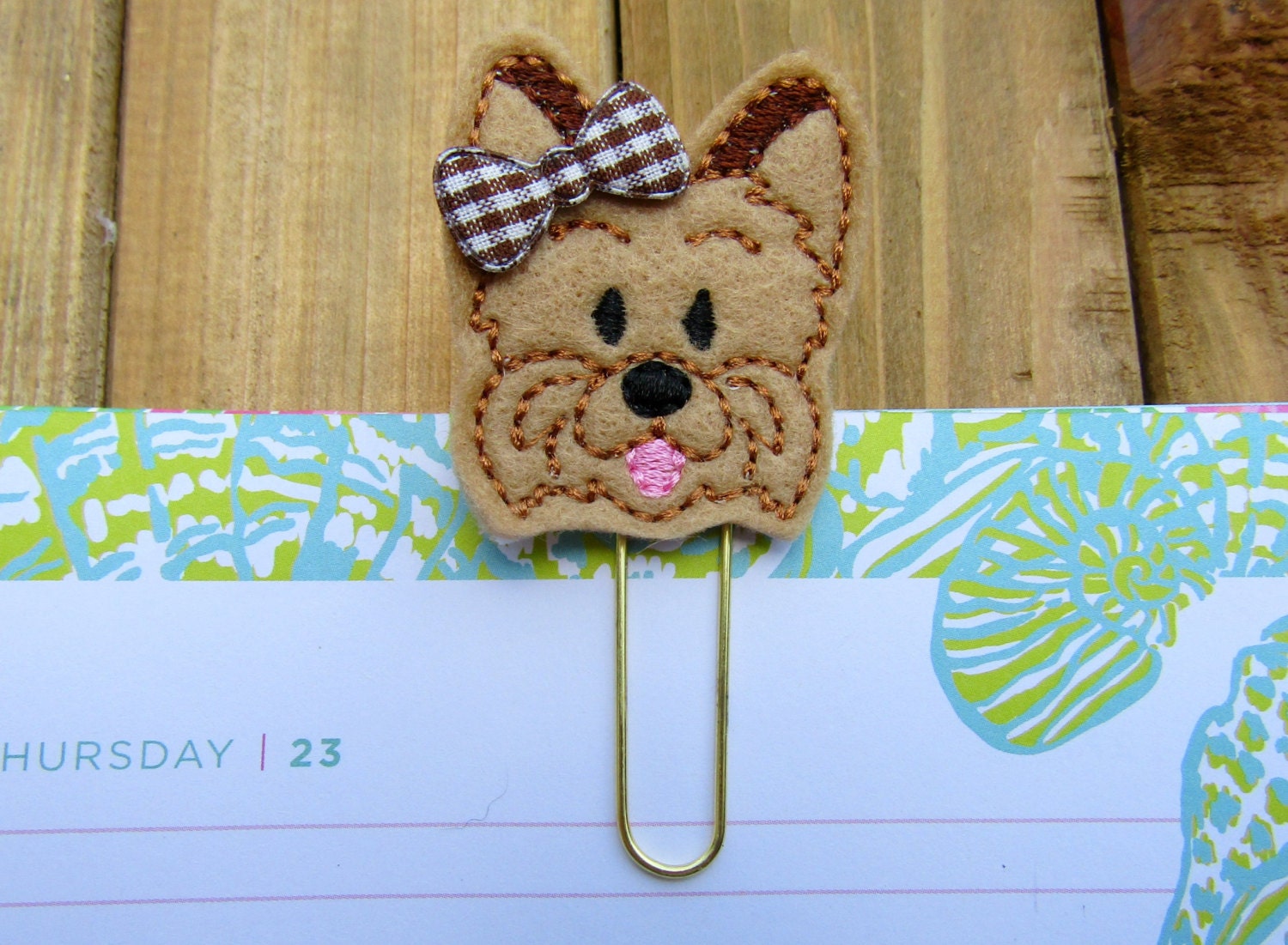 Yorkie Planner Paper Clip Cute Yorkie Dog Feltie Gold