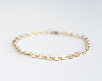 Simple Delicate Gold Bracelet 14k Gold Filled / Choker Chain Bracelet Custom Made / Everyday Bracelet, Thin Gold Chain / Layering Bracelet