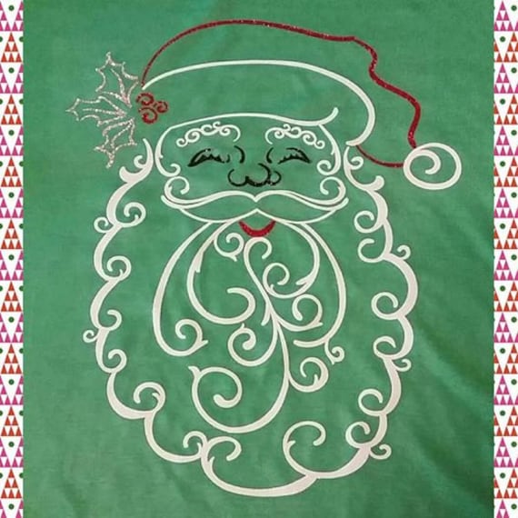 Filigree Santa Tee - Short or Long Sleeve - HEAT PRESSED Design