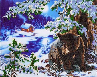 Paint with Diamonds, Rambling Bear, Diamond Embroidery Kit, Diamond Dotz, Home Wall Decor, DIY, Bear Decorations