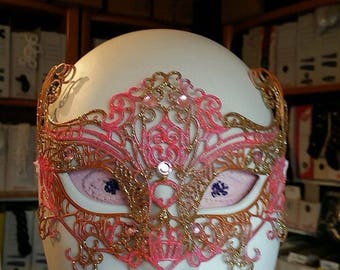 mask, Wolf synthetic soft pink and gold