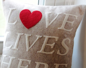 Love Lives Here Pillow Cover 12x12-Made to Order