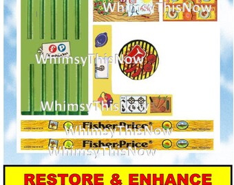 Vintage Fisher Price Little People Replacement Litho Sticker Decal 992 Car & Pop Up Camper