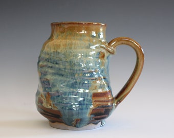 Coffee Mug Pottery, 14 oz, handthrown ceramic mug, stoneware pottery mug, unique coffee mug